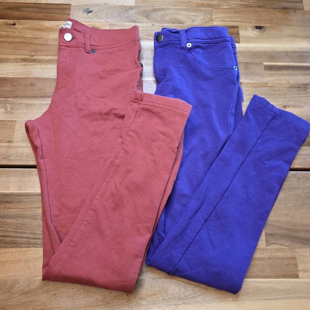 Zenana Outfitters Women’s M Skinny Pants 2pc Lot Purple Rust Stretch Cotton